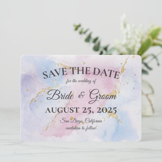Elegant Soft Waterverf Save the Date Card Kaart (Staand voorkant)