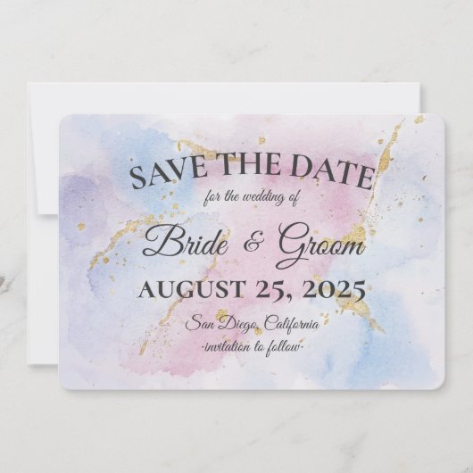 Elegant Soft Waterverf Save the Date Card Kaart (Voorkant)