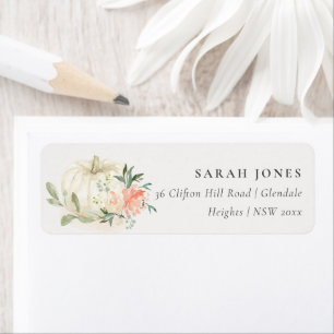 Elegant Soft White Pumpkin Blush Floral Address L Etiket