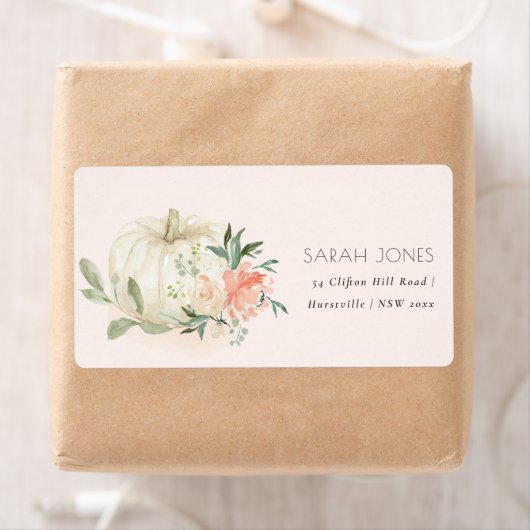 Elegant Soft White Pumpkin Blush Floral Address La Etiket (Insitu)