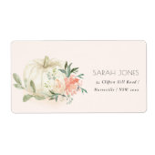 Elegant Soft White Pumpkin Blush Floral Address La Etiket (Voorkant)