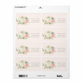 Elegant Soft White Pumpkin Blush Floral Address La Etiket (Full Sheet)