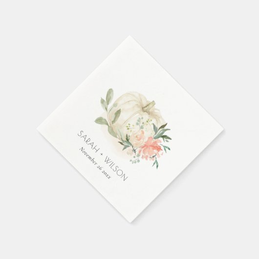 Elegant Soft White Pumpkin Blush Floral Wedding Servet (Hoek)