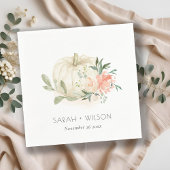 Elegant Soft White Pumpkin Blush Floral Wedding Servet