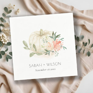 Elegant Soft White Pumpkin Blush Floral Wedding Servet