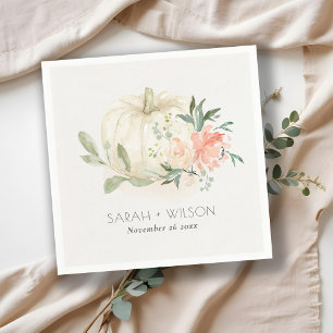 Elegant Soft White Pumpkin Blush Floral Wedding Servet