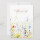 Elegant Soft Wildflower Natuur Tuin Bruiloft Kaart (Voorkant)