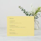 Elegant Soft Yellow Wedding Details Card Informatiekaartje (Staand voorkant)