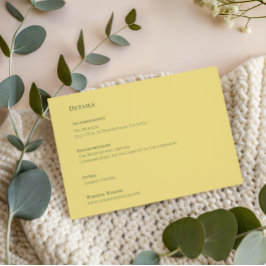 Elegant Soft Yellow Wedding Details Card Informatiekaartje