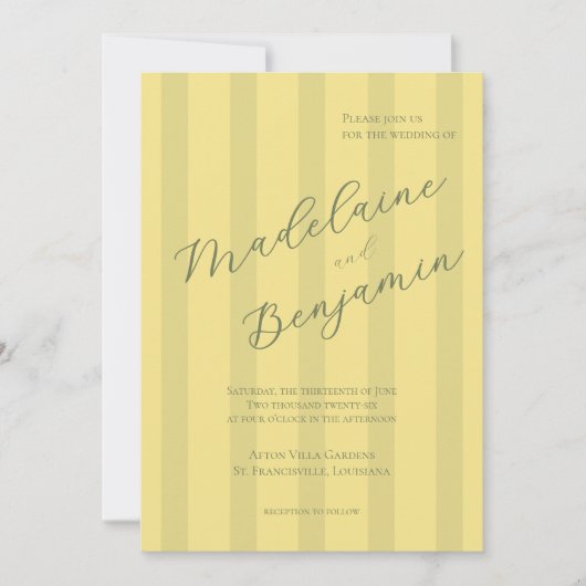 Elegant Soft Yellow Wedding Invitation Kaart (Voorkant)