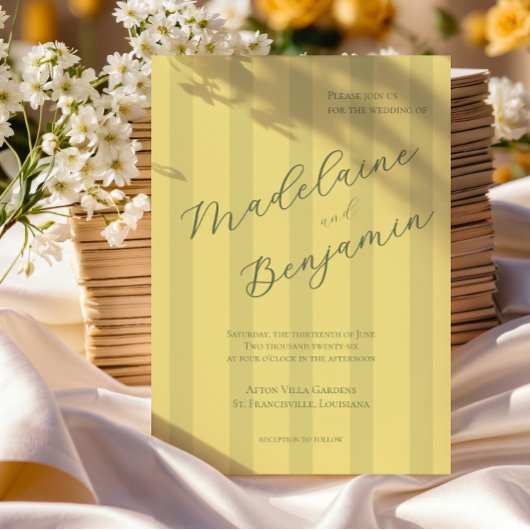 Elegant Soft Yellow Wedding Invitation Kaart