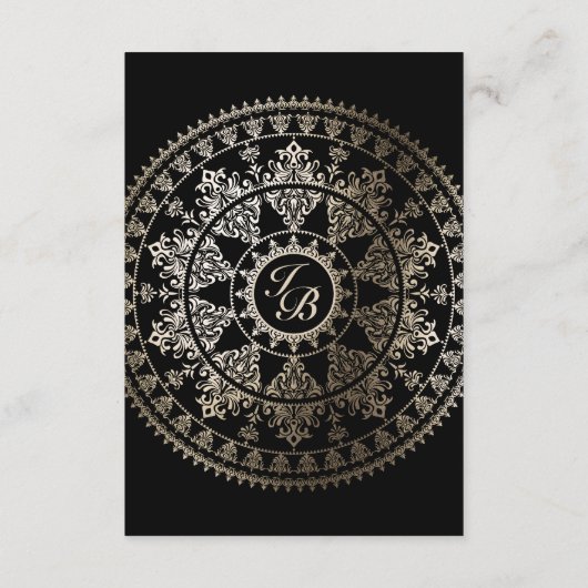 Elegant Solar Mandala Wedding Details Kaart Gold (Achterkant)