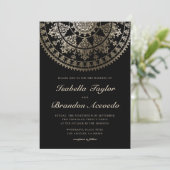 Elegant Solar Mandala Wedding Invitting Gold Kaart (Staand voorkant)