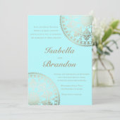 Elegant Solar Mandala Wedding Invitting Gold Kaart (Staand voorkant)