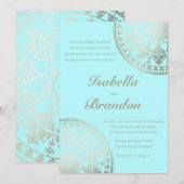 Elegant Solar Mandala Wedding Invitting Gold Kaart (Voorkant / Achterkant)