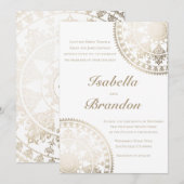 Elegant Solar Mandala Wedding Invitting Gold Kaart (Voorkant / Achterkant)