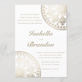 Elegant Solar Mandala Wedding Invitting Gold Kaart