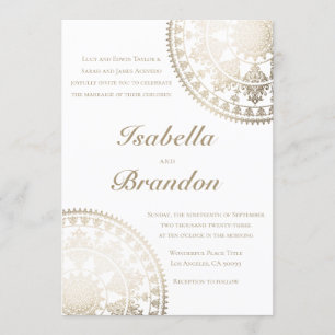 Elegant Solar Mandala Wedding Invitting Gold Kaart