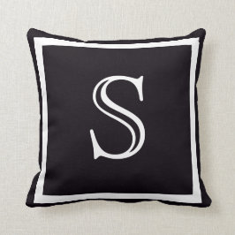 Elegant Solid Black en White Monogramed Kussen