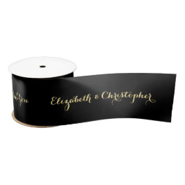 Elegant Solid Black Faux Gold Gift Wrapping Satijnen Lint