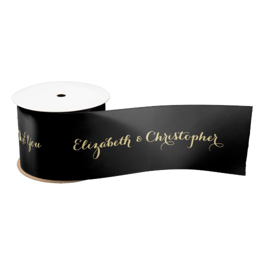 Elegant Solid Black Faux Gold Gift Wrapping Satijnen Lint (Spoel)