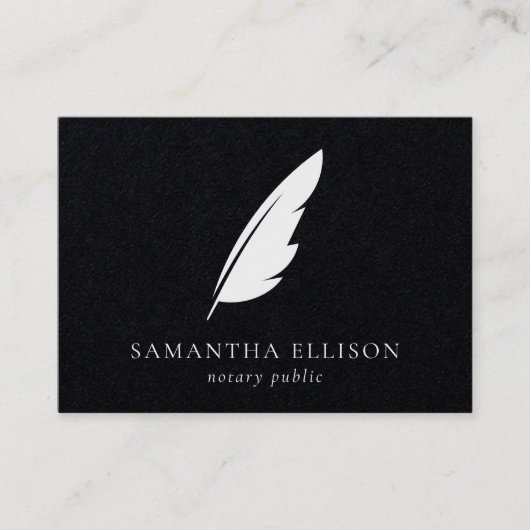 Elegant Solid Black Feather Quill Notional Attorne Visitekaartje (Voorkant)