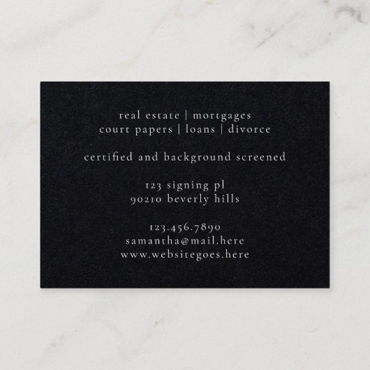 Elegant Solid Black Feather Quill Notional Attorne Visitekaartje (Achterkant)