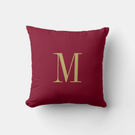 Elegant Solid Burgundy met Gold Monogram Kussen