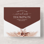 Elegant Solid Burnt Sinaasappel Pampas QR Code Bru All In One Uitnodiging (Achterkant)