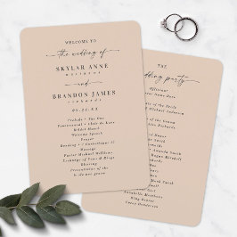 Elegant Solid Champagne Wedding Ceremony Programme Programmakaart