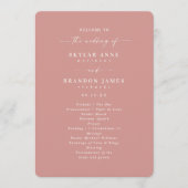 Elegant Solid Dusty Roos Wedding Ceremony Program Programmakaart (Voorkant)