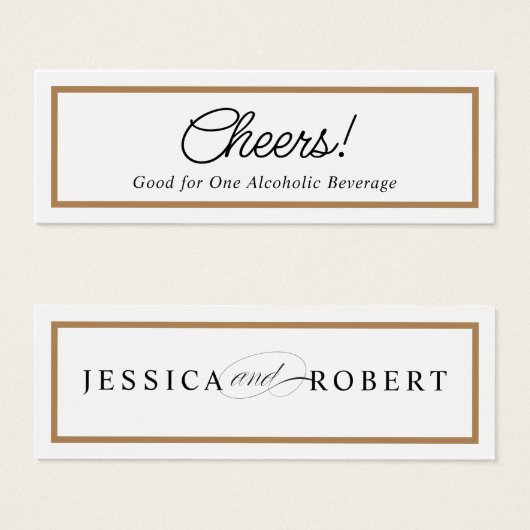 Elegant Solid Gold Border Drink Ticket Cheers Mini Visitekaartjes (Voorkant /achterkant)