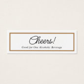 Elegant Solid Gold Border Drink Ticket Cheers Mini Visitekaartjes (Voorkant)
