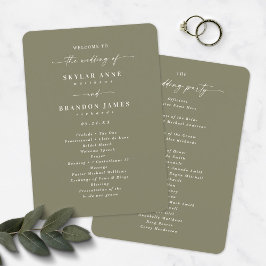 Elegant Solid Lily Green Wedding Ceremony Program Programmakaart