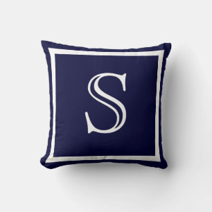 Elegant Solid Navy Blue White Monogramed Kussen
