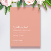Elegant Solid Peach Wedding Weekend Informatiekaartje