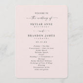 Elegant Solid Porcelain Pink Wedding Ceremony Programmakaart (Voorkant)