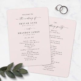 Elegant Solid Porcelain Pink Wedding Ceremony Programmakaart