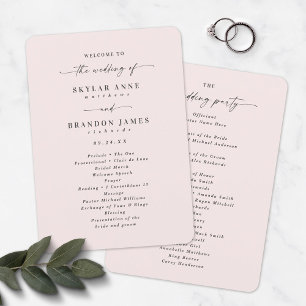 Elegant Solid Porcelain Pink Wedding Ceremony Programmakaart