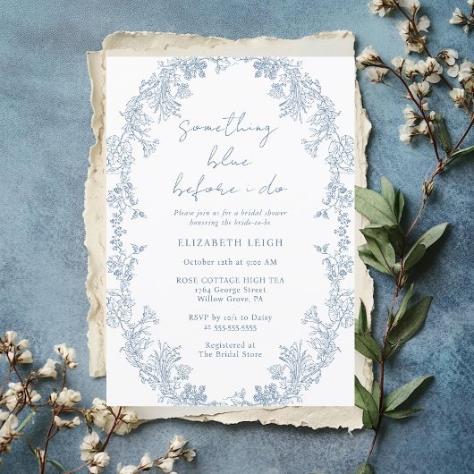 Elegant Something Blue Before I Do Bruidsfeest Kaart