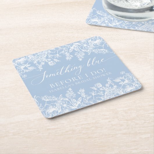 Elegant Something Blue Before I do Bruidsfeest Kartonnen Onderzetters (Schuin)