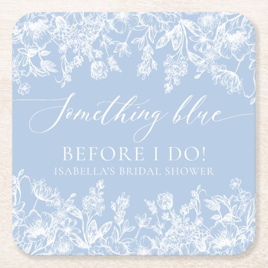 Elegant Something Blue Before I do Bruidsfeest Kartonnen Onderzetters (Voorkant)
