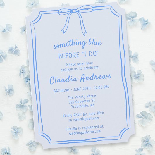 Elegant "Something Blue" Bow Sketch Vrijgezellenfe Kaart