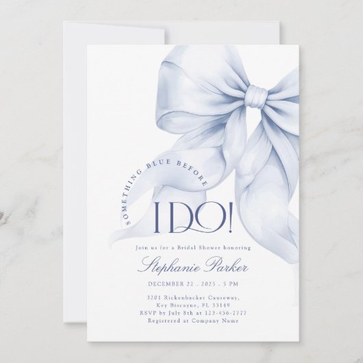 Elegant Something Blue Bow Vrijgezellenfeest Kaart (Voorkant)