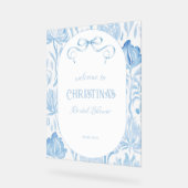 Elegant Something Blue Bruiloft Feest Welkom Bord (Hoek)