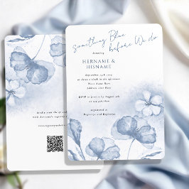 Elegant Something Blue Floral QR Vrijgezellenfeest Kaart