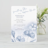 Elegant Something Blue Floral QR Vrijgezellenfeest Kaart (Staand voorkant)