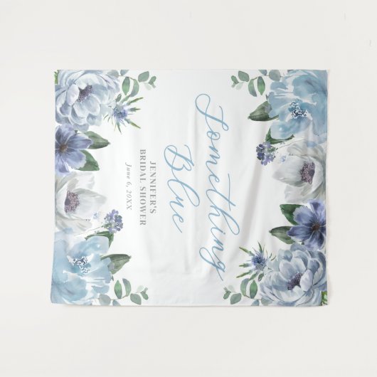 Elegant Something Blue Floral Vrijgezellenfeest Pa Wandkleed (Voorkant (horizontaal))