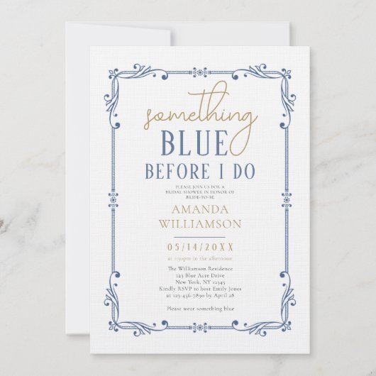 Elegant Something Blue Script Vrijgezellenfeest Kaart (Voorkant)