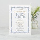 Elegant Something Blue Script Vrijgezellenfeest Kaart (Staand voorkant)